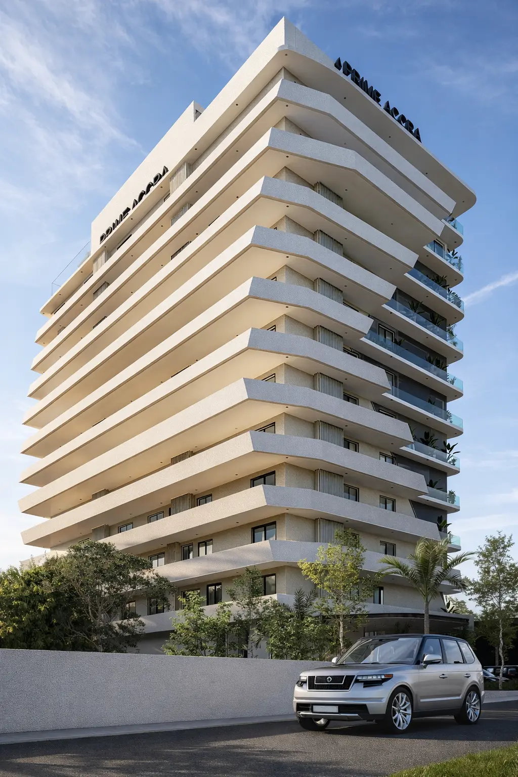 Prime Accra tower in warm daylight, Airport Residential Area, Accra