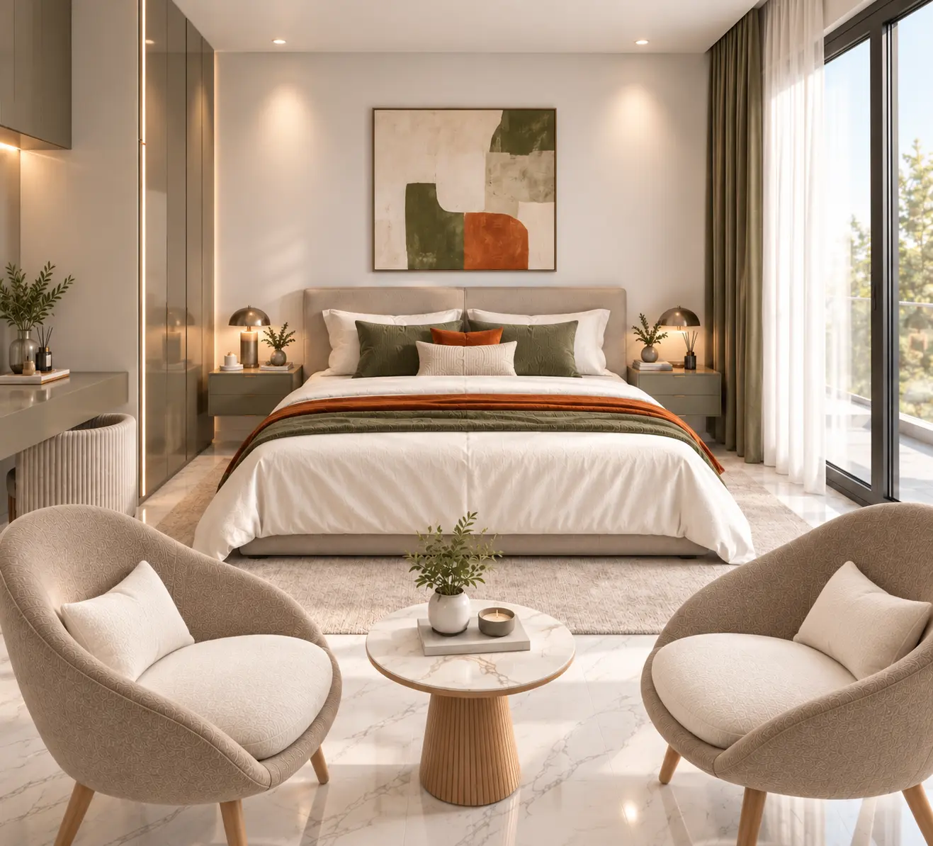 One-bedroom apartment bedroom at Prime Accra (render), Airport Residential Area, Accra