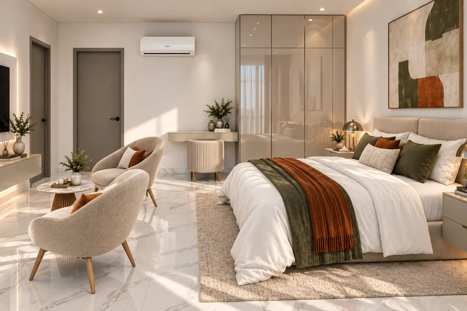One-bedroom apartment bedroom, alternate view at Prime Accra (render), Airport Residential Area, Accra
