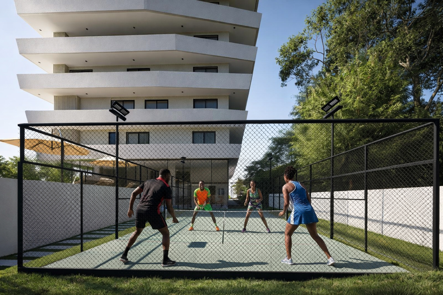 The padel court at Prime Accra (render), Airport Residential Area, Accra