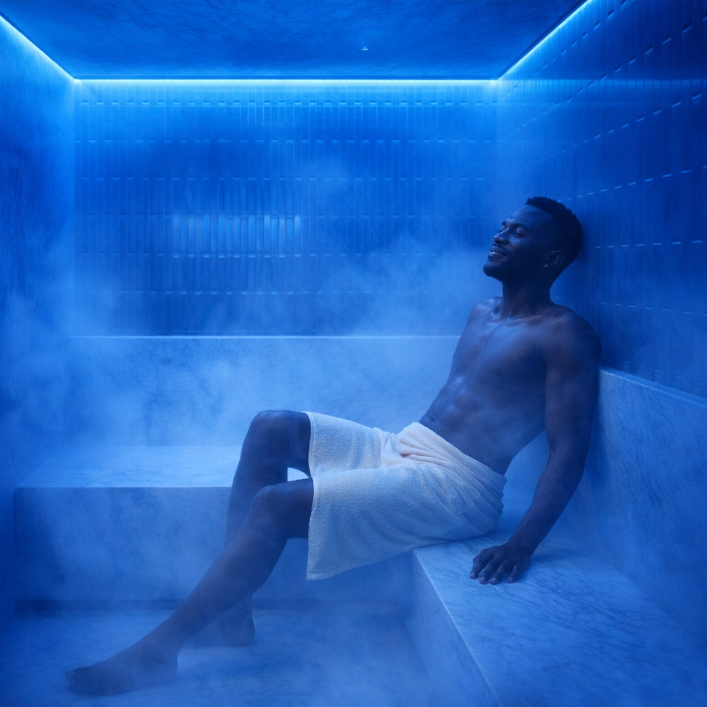 The steam room at Prime Accra (render), Airport Residential Area, Accra