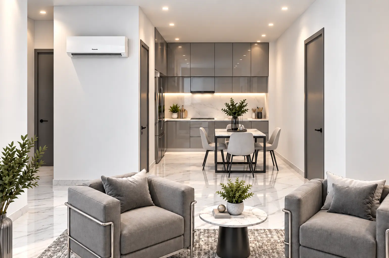 Two-bedroom apartment living area at Prime Accra (render), Airport Residential Area, Accra